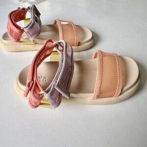 ZARA Colorblock Sandals | Adjustable Straps | Pastel | Size 26 | Gently Worn